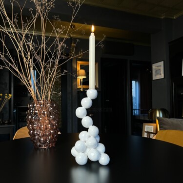 Design intitolato "Arty White Candleho…" da Iryna Antoniuk (IRENA TONE), Opera d'arte originale, Argilla