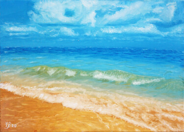 Painting titled "Gentle sea" by Iryna Bohdanova, Original Artwork, Oil