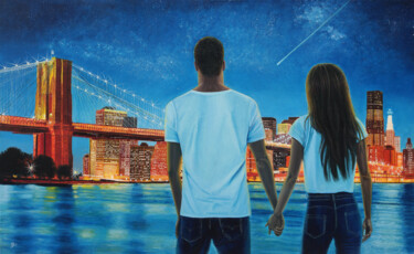 Schilderij getiteld "Bridge of Destiny" door Iryna Bohdanova, Origineel Kunstwerk, Olie