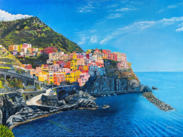 Painting titled "Beautiful Manarola" by Iryna Bohdanova, Original Artwork, Oil