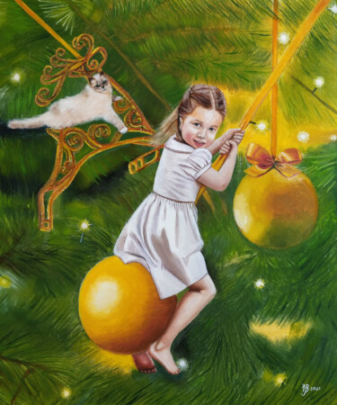 Ζωγραφική με τίτλο "Christmas dream" από Iryna Bohdanova, Αυθεντικά έργα τέχνης, Λάδι
