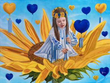 Pittura intitolato "Revival flower" da Iryna Bohdanova, Opera d'arte originale, Olio