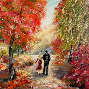 Malerei mit dem Titel "Autumn Meeting" von Iryna Chaplia, Original-Kunstwerk, Acryl