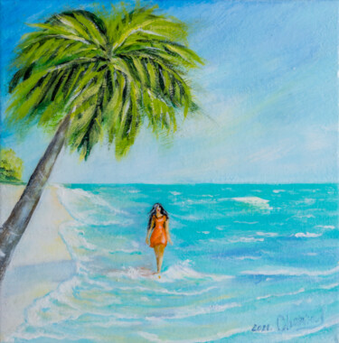 Painting titled "Summer. Maldives" by Iryna Chaplia, Original Artwork, Acrylic