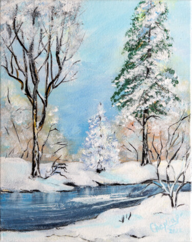 Painting titled "Winter" by Iryna Chaplia, Original Artwork, Acrylic