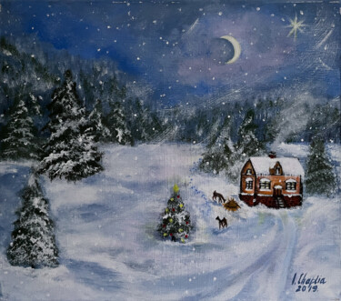 Pintura intitulada "The Happy Christmas" por Iryna Chaplia, Obras de arte originais, Acrílico