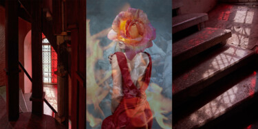 Fotografie mit dem Titel "flowers and flames" von Iryna Domashenko, Original-Kunstwerk, Manipulierte Fotografie Auf Keilrahm…