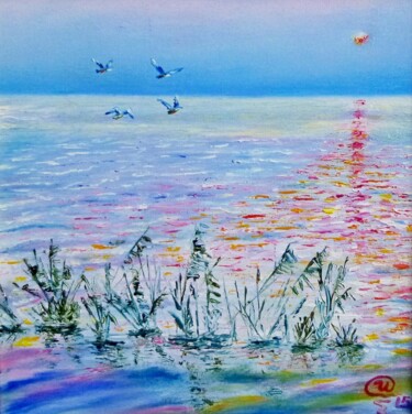 Painting titled "Flight And Silence…" by Iryna Fedarava, Original Artwork, Oil Mounted on Wood Stretcher frame