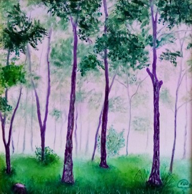 Malerei mit dem Titel "In The Pink Fog" von Iryna Fedarava, Original-Kunstwerk, Öl Auf Keilrahmen aus Holz montiert