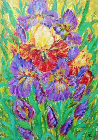 Painting titled "The time of Irises" by Iryna Fedarava, Original Artwork, Acrylic