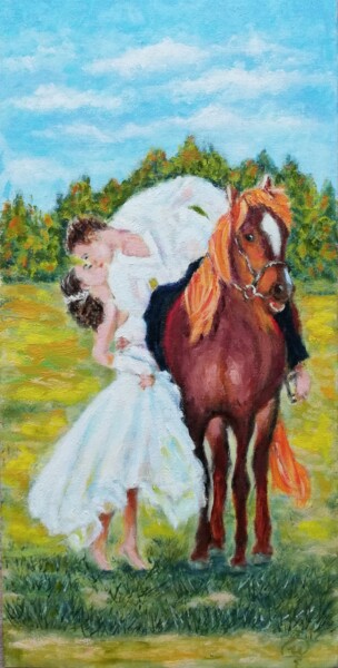 Painting titled "Time of Happiness #1" by Iryna Fedarava, Original Artwork, Oil Mounted on Cardboard