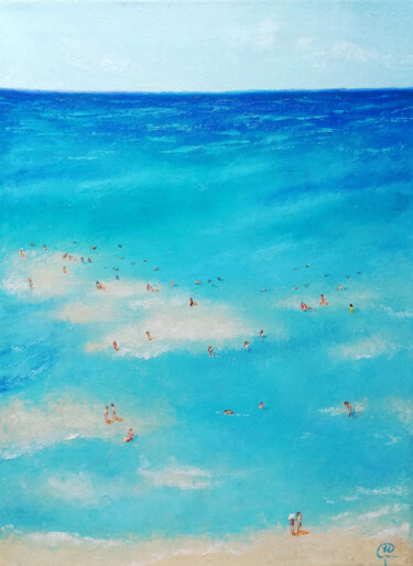 Painting titled "Ocean #1 - FRAMED" by Iryna Fedarava, Original Artwork, Oil Mounted on Wood Stretcher frame