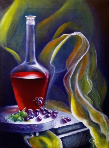 Картина под названием "The Veil And Red Wi…" - Iryna Fedarava, Подлинное произведение искусства, Масло Установлен на Деревян…