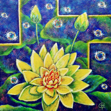 Painting titled "Lotus #2" by Iryna Fedarava, Original Artwork, Acrylic Mounted on Wood Stretcher frame