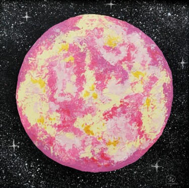 Painting titled "Abstract Planet #2…" by Iryna Fedarava, Original Artwork, Acrylic Mounted on Cardboard