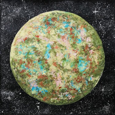 Painting titled "Abstract Planet #4…" by Iryna Fedarava, Original Artwork, Acrylic Mounted on Cardboard