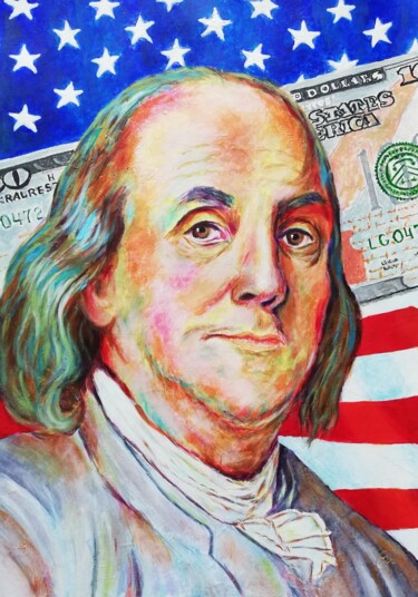 Pintura titulada "Benjamin Franklin" por Iryna Fedarava, Obra de arte original, Acrílico