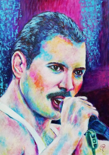 Pintura titulada "Freddie Mercury - T…" por Iryna Fedarava, Obra de arte original, Acrílico