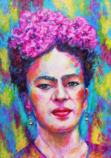 Schilderij getiteld "Frida Kahlo - Portr…" door Iryna Fedarava, Origineel Kunstwerk, Acryl