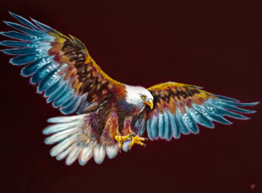 Painting titled "Bald Eagle #2  - Fo…" by Iryna Fedarava, Original Artwork, Oil Mounted on Wood Stretcher frame