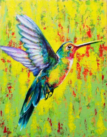 Painting titled "Hummingbird - Your…" by Iryna Fedarava, Original Artwork, Acrylic Mounted on Other rigid panel