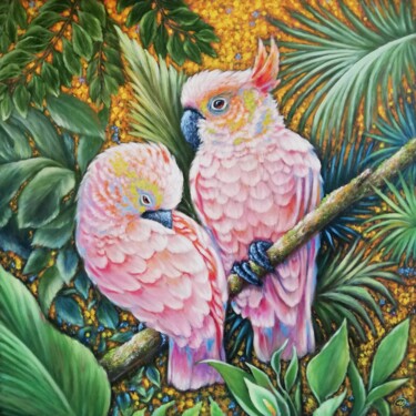 Pintura intitulada "Pink Mood - A Love…" por Iryna Fedarava, Obras de arte originais, Óleo Montado em Armação em madeira