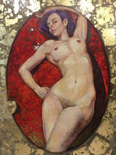 Painting titled "EVE - gorgeous nude…" by Iryna Kalyuzhna, Original Artwork, Oil