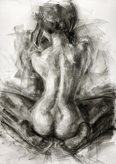 Dibujo titulada "Nude girl _2" por Iryna Kopyrina, Obra de arte original, Carbón