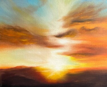 Pittura intitolato "Sunset" da Iryna Macautsova, Opera d'arte originale, Olio