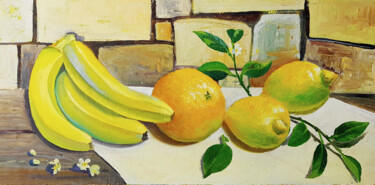 Peinture intitulée "Yellow still life" par Iryna Makhovska, Œuvre d'art originale, Huile Monté sur Châssis en bois