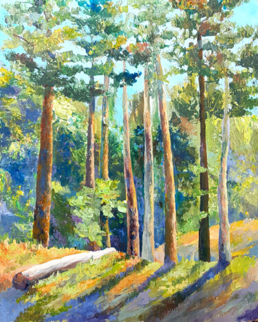 Painting titled "Pine forest" by Iryna Makhovska, Original Artwork, Acrylic