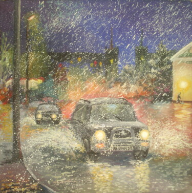 Schilderij getiteld "Snowfall" door Iryna Makhovska, Origineel Kunstwerk, Acryl