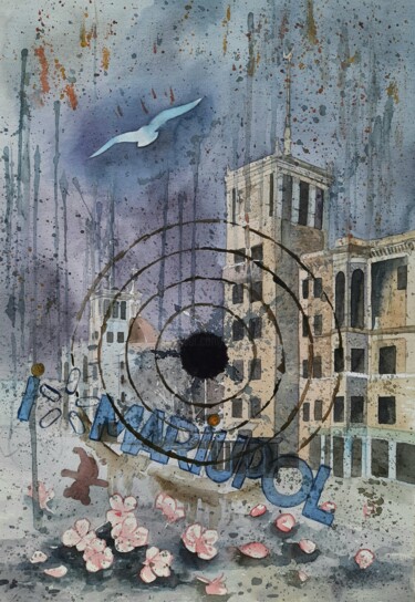 Malerei mit dem Titel ""Spring 2022"" von Iryna Makhovska, Original-Kunstwerk, Aquarell