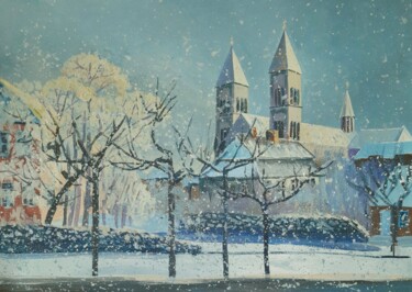 Pittura intitolato "Viborg. Winter" da Iryna Makhovska, Opera d'arte originale, Acrilico