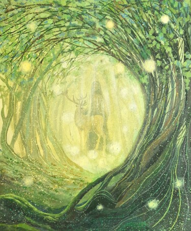 Ζωγραφική με τίτλο "Soul of the Forest" από Iryna Makhovska, Αυθεντικά έργα τέχνης, Ακρυλικό Τοποθετήθηκε στο Ξύλινο φορείο…