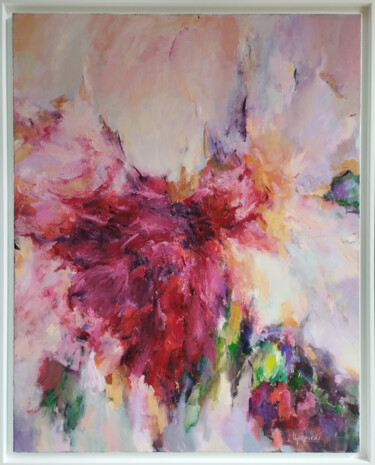 Painting titled "Effusion chromatique" by Iryna Malynovska, Original Artwork, Oil Mounted on Wood Stretcher frame