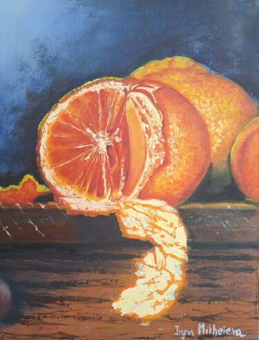 Pittura intitolato "Juicy tangerines" da Iryna Mikheieva, Opera d'arte originale, Olio