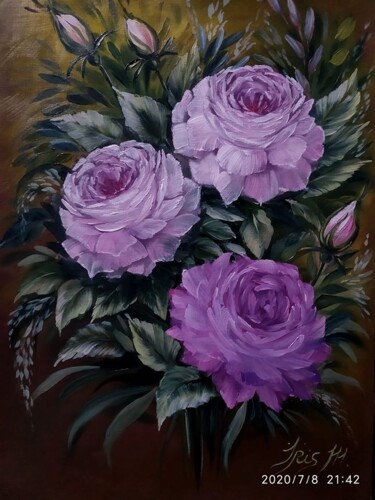 Картина под названием "Розы" - Iryna Miloradova-Marchenko, Подлинное произведение искусства, Масло