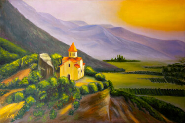 Картина под названием "Albanian church" - Iryna Mykhailenko, Подлинное произведение искусства, Масло Установлен на Деревянна…