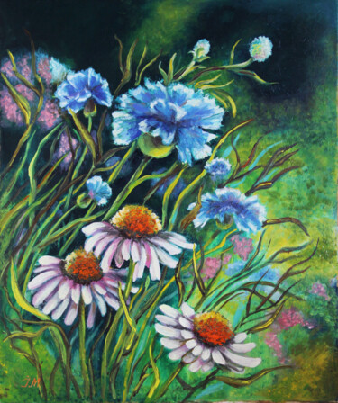 Pittura intitolato "Wildflowers" da Iryna Mykhailenko, Opera d'arte originale, Olio