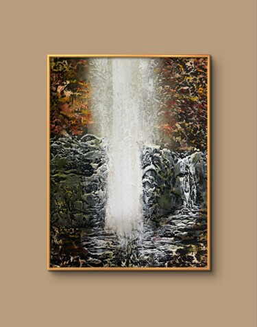 Pittura intitolato "Forest waterfall" da Iryna Nikolaieva, Opera d'arte originale, Acrilico