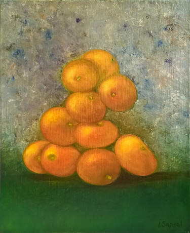 Painting titled "Tangerines oil pain…" by Iryna Sapsai, Original Artwork, Oil