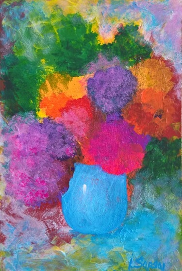 Schilderij getiteld "Painting a bouquet…" door Iryna Sapsai, Origineel Kunstwerk, Acryl