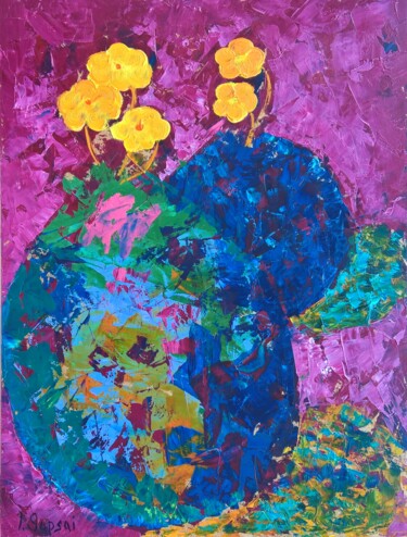 Malerei mit dem Titel "Still life with yel…" von Iryna Sapsai, Original-Kunstwerk, Öl