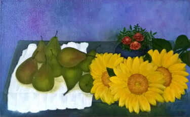 Painting titled "Still life with fru…" by Iryna Sapsai, Original Artwork, Oil