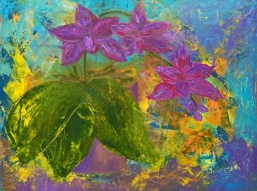 Pittura intitolato "Orchid painting. Pu…" da Iryna Sapsai, Opera d'arte originale, Olio