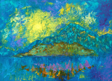 Painting titled "Sunrise over mounta…" by Iryna Sapsai, Original Artwork, Oil