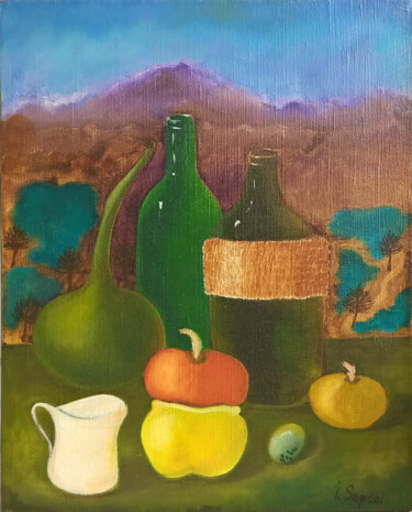 Pintura intitulada "Still life with veg…" por Iryna Sapsai, Obras de arte originais, Óleo