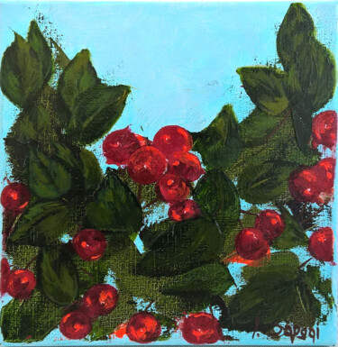 Картина под названием "Cherry tree paintin…" - Iryna Sapsai, Подлинное произведение искусства, Масло