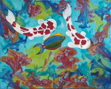 Malerei mit dem Titel "Koi fish painting.…" von Iryna Sapsai, Original-Kunstwerk, Acryl
